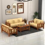 NATRAJ ART & CRAFT Sheesham Wood 7 Seater Sofa Set for Living Room | Solid Wood Furniture for Home & Office | Lounge Sofa (Honey)