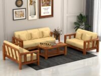 NATRAJ ART & CRAFT Sheesham Wood 7 Seater Sofa Set for Living Room | Solid Wood Furniture for Home & Office | Lounge Sofa (Honey)