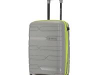 Nasher Miles Cannes Hard-Sided Polypropylene Cabin Luggage 20 inch | 55cm | 8 Wheels Small Trolley Bag for Travel | Suitcase (Grey Neon Green)