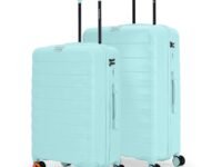 Nasher Miles Polypropylene Vienna Hard-Sided Polypropylene 8 Spinner Wheel Luggage Set of 2 Cool Mint Trolley Bags (65 & 75 Cm), Blue, Medium, Large