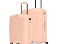 Nasher Miles Vienna Hard-Sided Spinner Polypropylene Luggage Set of 2 Peach Trolley Bags (55 & 65 cm)