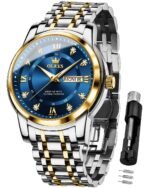 OLEVS Watches for Men Fashion Diamond Analog Quartz Men's Easy Reader Watch Stainsteel Steel Date Waterproof Luminous Business Watch