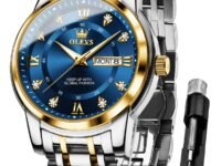 OLEVS Watches for Men Fashion Diamond Analog Quartz Men's Easy Reader Watch Stainsteel Steel Date Waterproof Luminous Business Watch