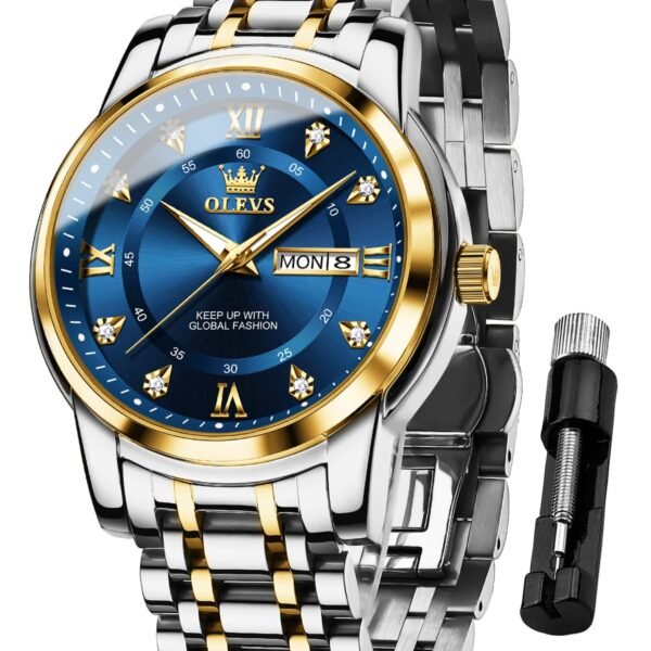 OLEVS Watches for Men Fashion Diamond Analog Quartz Men's Easy Reader Watch Stainsteel Steel Date Waterproof Luminous Business Watch