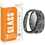 OpenTech® Hard Matte Silicone Protection Front Case Cover for Samsung Galaxy Watch Series 8 (44mm) with Attached Screen Protector Full Coverage (Black)