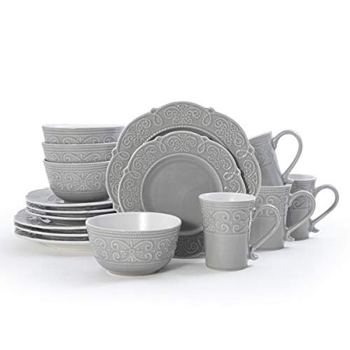 Pfaltzgraff 5267394 Abby 16-Piece Dinnerware Set, gray
