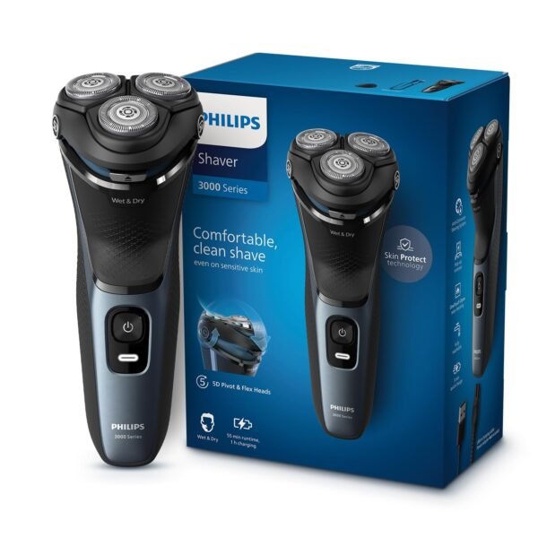 Philips World's No.1 Electric Shaver for Man|5D SkinProtect Flex Heads|Trimmer Pop-out|27 Self-Sharpening ComfortCut Blades |5 min charge|100% Waterproof|50 Mins Runtime|2yr warranty|S3144/03