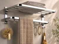 Plantex 304 Grade Stainless Steel Towel Hanger for Bathroom/Dual Folding Towel Rack/Towel Holder/Bathroom Accessories (24-Inch) Chrome