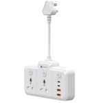 Portronics 2500W Power Plate Plus 6-in-1 Power Extender, 2 Universal Sockets & 4 USB Ports, Individual Switches, 180° Flexible Cord, Child Safety Shutters, for Home, Office, Laptops, 6A/10A Appliances