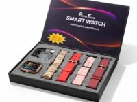 PunnkFunnk H9 Gold Dial Smartwatch Combo, 4 Straps, 2.01'' HD Display, Bluetooth Calling, IP67, Crown Control, Fitness Tracker with Heart Rate & SPO₂, 100+ Sports Modes for Men & Women (Gold Dial)