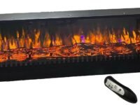 RVA Decorative Electric Fireplace, 60 x16x7 inches, No Heat, with Remote, Matt Black,