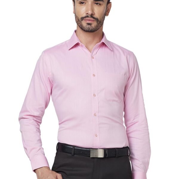 Raymond Men Slim Fit Structure Pattern Pure Cotton Semi Cutaway Collar Full Sleeve Formal Shirt