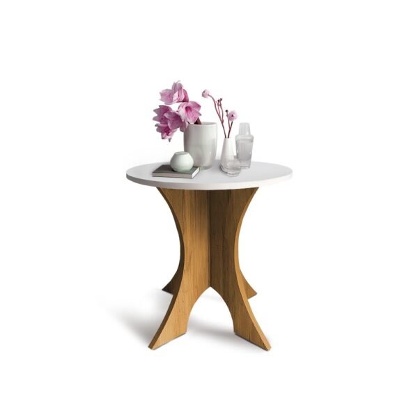 Rellon Industries End Table Night Stand Multi Purpose Fold-Able Side Table Plant Stand Stool Living Room Coffee Table Furniture Table Round Shape (White) - Engineered Wood