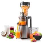 Rico Cold Press Slow Juicer with Ice Cream Maker | 5 Years Motor Warranty | Slow Juicer for Fruits, Vegetables & Nut Milk | 10% More Juice, Less Waste | Low Noise | Anti-Drip | Easy to Clean