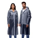 Robustt Unisex Raincoat EVA Long Length With Hood - Transparent (Pack of 1) | Waterproof Rain Poncho