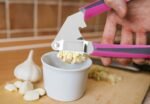 SHAPES Imporio Premium Silver Stainless Steel Garlic Press - with Easy Grip | Rust-Resistant, Dishwasher Safe, Elegant Design | Ideal for Home and Restaurant Use