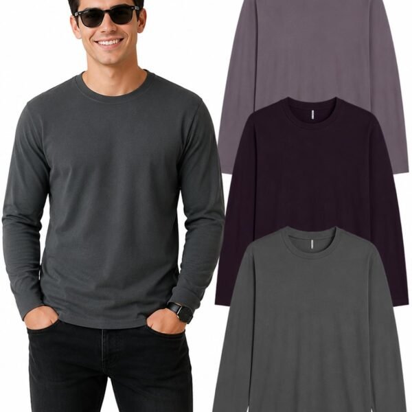 SLEEPY NUTS Regular fit Cotton Full Sleeve Plain T-Shirt for Men (Pack of 1,2,3 Size Small to 3XL)