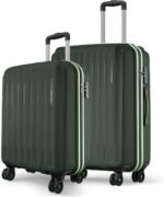 Safari Genius Alley Trolley Bag Hard Case Polypropylene, 4 Spinner Wheels, 360 Degree Wheeling Carry on Luggage, Travel Bag, Suitcase for Travel, Trolley Bags for Travel, Deep Forrest, Set of 2 (Cabin