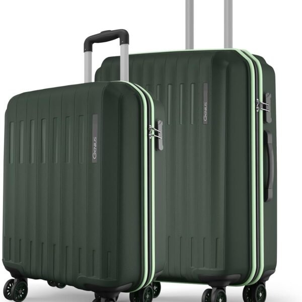 Safari Genius Alley Trolley Bag Hard Case Polypropylene, 4 Spinner Wheels, 360 Degree Wheeling Carry on Luggage, Travel Bag, Suitcase for Travel, Trolley Bags for Travel, Deep Forrest, Set of 2 (Cabin