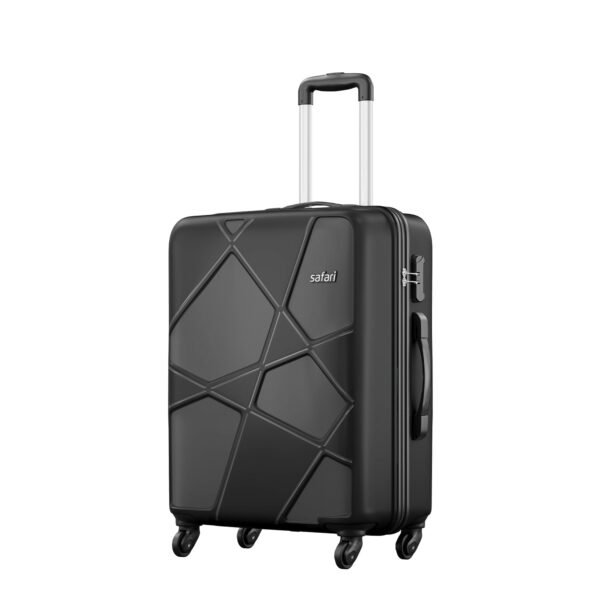 Safari Medium Polypropylene Pentagon Hardside Size Check-in Spinner Luggage Suitcase Trolley Bags for Travel Black Color, 66Cm