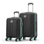 Safari Medium Thorium Neo 8 Wheels 55 and 66 Cm Small and Trolley Bags Hard Case Polycarbonate 360 Degree Wheeling System Luggage, Trolley Bags for Travel Set of 2, Suitcase for Travel, Black