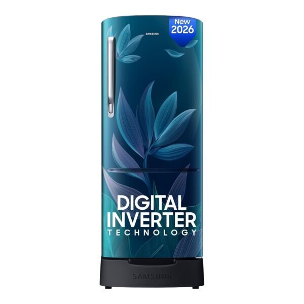 Samsung 183 L, 4 Star, Digital Inverter, Direct-Cool Single Door Refrigerator (RR20H28249U/NL, Paradise Bloom Blue, Base Stand Drawer, Single Touch Defrost, 2026 Model)