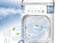 Scintillate Portable Air Conditioner Fan, Mini Evaporative Air Cooler with 7 Colors LED Light, 1/2/3 H Timer, 3 Wind Speeds and 3 Spray Modes for Office, Home, Dorm, Travel (Multi Color)