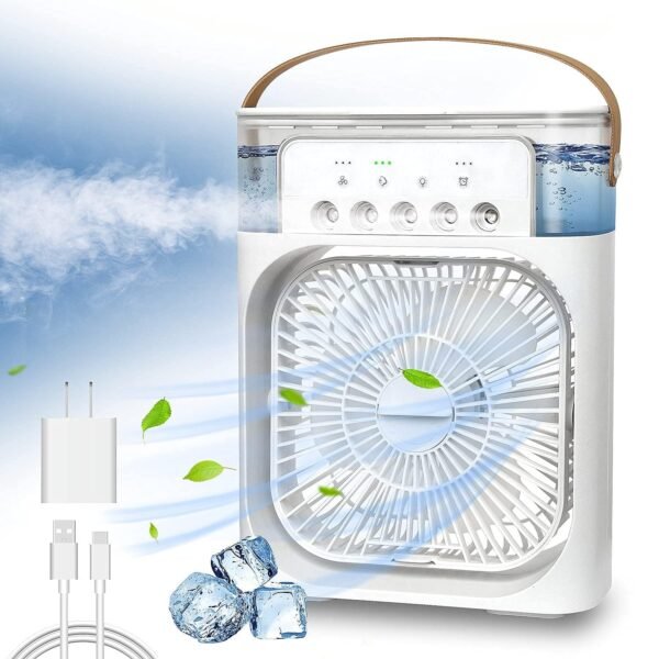 Scintillate Portable Air Conditioner Fan, Mini Evaporative Air Cooler with 7 Colors LED Light, 1/2/3 H Timer, 3 Wind Speeds and 3 Spray Modes for Office, Home, Dorm, Travel (Multi Color)