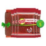Scotch-Brite Power Scrub with Steel Mesh for Utensil Cleaning | Removes Tough Stains | Utensil Scrubber | Pack of 5