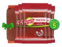 Scotch-Brite Power Scrub with Steel Mesh for Utensil Cleaning | Removes Tough Stains | Utensil Scrubber | Pack of 5