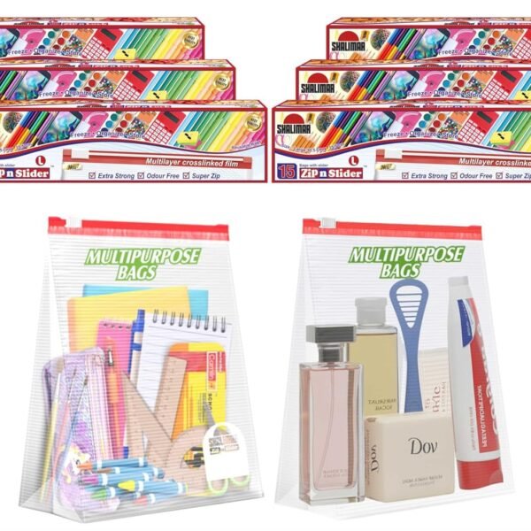 Shalimar Zip 'N' Slider Bags | Large (30.5 cm X 35.5 cm) | Pack of 90 Bags | Ziplock/Multi-Purpose Storage Bag | Reusable & Reclosable with Slider Lock | Color - Natural