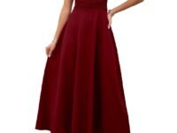 Shasmi Girl's & Women's Solid Color V-Neck A-Line Maxi Dress for Women | New Year Party Outfit | Waist Cinched Puff Sleeve Western | Elegant Casual Wear (Dress 246)
