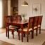 Sheesham Wood 6-Seater Dining Table Set with Cushioned Chairs | Solid Wooden Furniture for Home & Kitchen (Maple, 6 Seater)