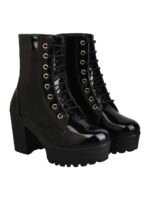 Shoetopia Women & Girls Lace Up Block Heeled Western Boots