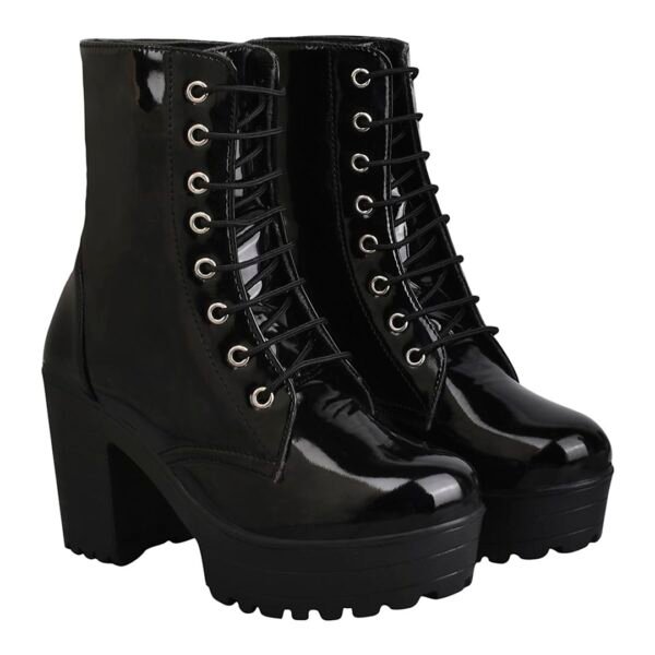 Shoetopia Women & Girls Lace Up Block Heeled Western Boots