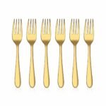 Shri & Sam Stainless Steel Jasmine Gold PVD Coating Tea Fork,6 Pieces
