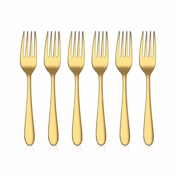 Shri & Sam Stainless Steel Jasmine Gold PVD Coating Tea Fork,6 Pieces