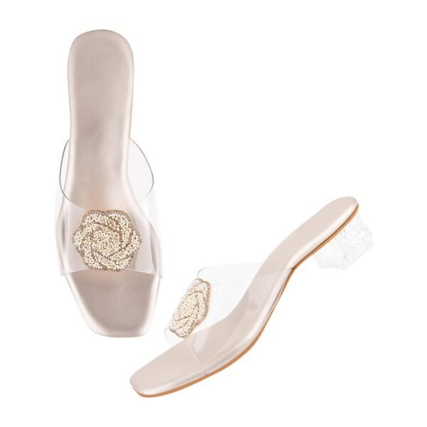 SilverArrow womens Breezy Cove Heeled Sandal | Block Heel |Fashion Sandals |Jutti Sandal | Emboidery with Stone Design | Design perfect for Casual/Outdoor/Party
