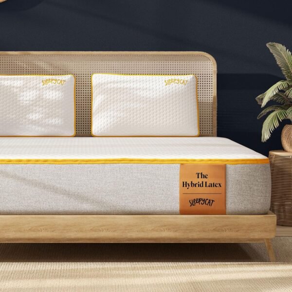 SleepyCat Latex Mattress | 10 Years Warranty | Firm, Orthopedic 8-inch Hybrid Mattress with Pinhole Tech Latex & Memory Foam Layers | 5-Zone Support and Bamboo Cover (Double-78x48x8 Inch)