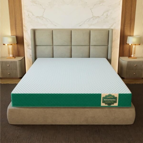 SleepyHug AirCell Ortho Dual Comfort Plus 6 Inch Mattress |Reversible Hard & Soft | 2 Side |7 Years Warranty | Back Pain Relief| Orthopedic | Queen Bed Size White & Teal (LxWxH -78x60x6 Inch)