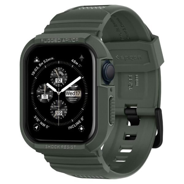 Spigen Rugged Armor Pro Cover Case Compatible with Apple Watch Series 7 (45mm) | Series 6 | SE | Series 5 | Series 4 (44mm) - Military Green