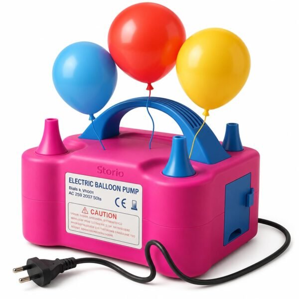 Storio Acrylonitrile Butadiene Styrene High-Power Electric Balloon Inflator With Dual Nozzles - Ideal For Wedding Parties, Multi-Color,1 Piece