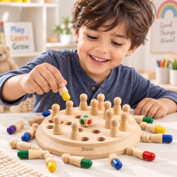 Storio Educational Learning Geometric Shape Memory Chess Puzzle | Quick Color, Shape Matching Board Game | Sensory Educational Learning Toy for Kids
