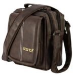 Storite PU Leather Sling Bag, Brown, 20.5x9x16.5 cm