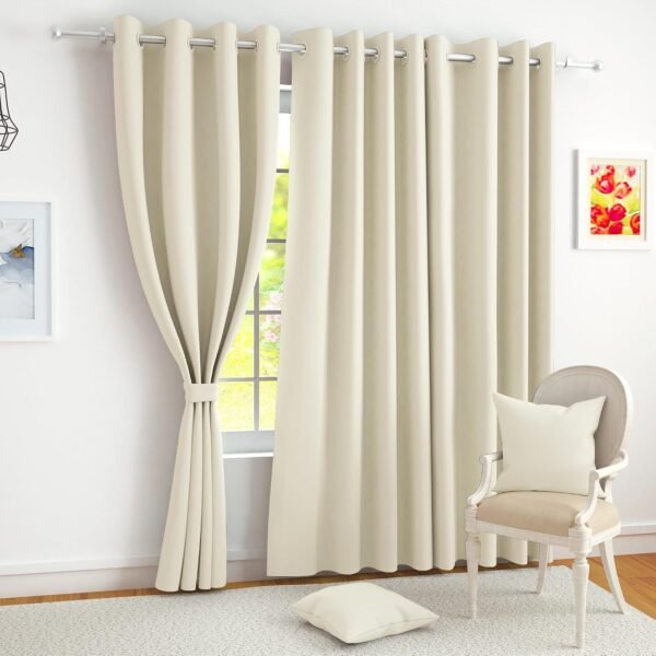 Story@Home 100% True Blackout Door Curtains 7 Feet Long Set of 1 Beige