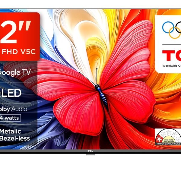 TCL 80 cms (32 inches) Full HD Smart QLED Google TV | Dolby Audio 24 watts | Ai Clarity | Metallic Bezel-Less | Multiple Viewing Mode | 32V5C