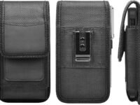 TDG® Nylon Mobile Cell Phone Belt Pouch Holster case Cover with Belt Clip and Loops - Card Holder and RFID & Velcro Flap - for Oneplus Smartphones with Slim Case on