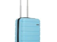 TEAKWOOD LEATHERS Unisex 8 Wheels Trolley Bag, Hard Cabin with Zipper Closure, Adjustable Push Button & Cross Side Strap, Lock System 360 Degree (55 CM, Sky Blue)