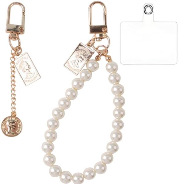 TWINZEN Cute Keychain, Aesthetic Phone Charms and Bag Charms for Girls | Pearl Charms For Mobile Phone Beads |Alloy Metal Keychain for Handbags and Backpacks