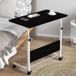 Torche Multipurpose Height Adjustable Movable Table for Computer & Laptop Table with Wheels for Home & Office(Small-Granite Black)